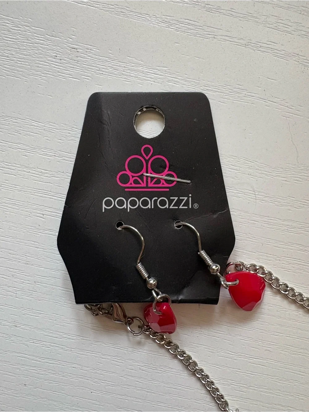paparazzi Bright Red Teardrop Bib Necklace with Matching Drops
